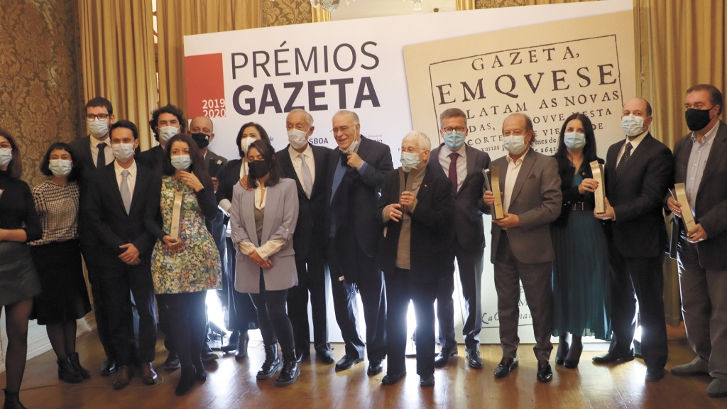 Os premiados acompanhados por Marcelo Rebelo de Sousa e Carlos Moedas
